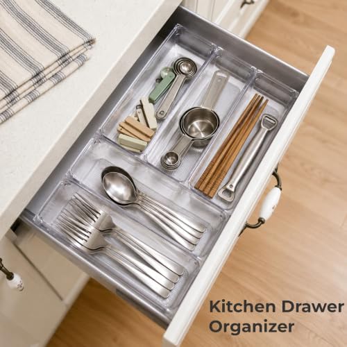 LotFancy 8 Pack Clear Plastic Drawer Organizer Bins, Small Item Organizers - Image 5