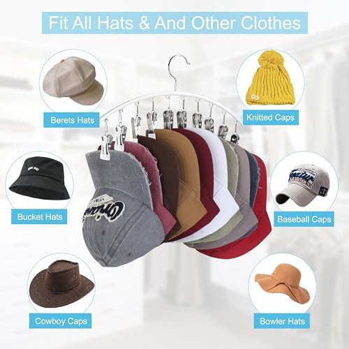 Hat Hanger for Closet,2 Pack Hat Organizer Holder for Hanger Closet Display - Image 5