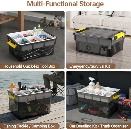 80Qt Stackable Storage Bins with Lids Trays Craft Box Organizers, 4Pack,GY - Image 5