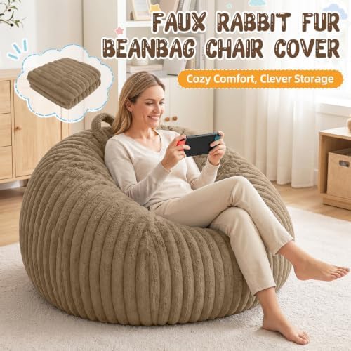 Bean Bag Cover No Filler Stuffed Animal Storage Bean Bag Chair Cover - Image 3