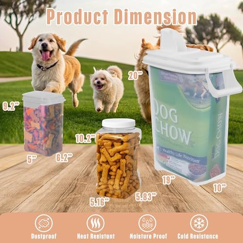 Buddeez Pet Food Storage Solution (Set of 3) - 32QT, 4QT & 2QT BPA-Free Containers with Scoop & Pour Spout for Dry Food, Treats, Chews (White Lid) - Image 6