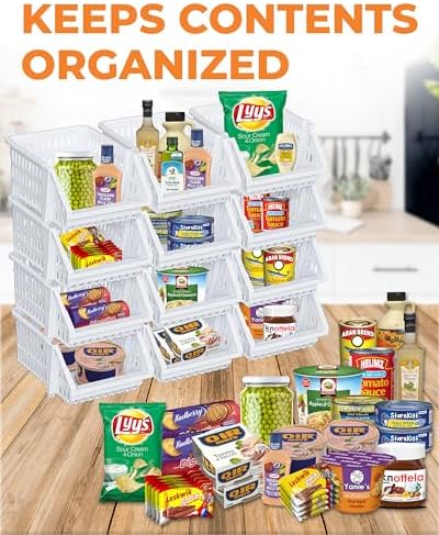 Small Stackable Storage Bins Open Front for Pantry Storage, 8 Pack - White - Image 3