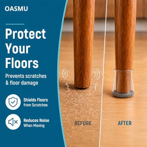 OASMU 32 Pcs Chair Leg Floor Protectors for Hardwood Floors Silicone - Image 2