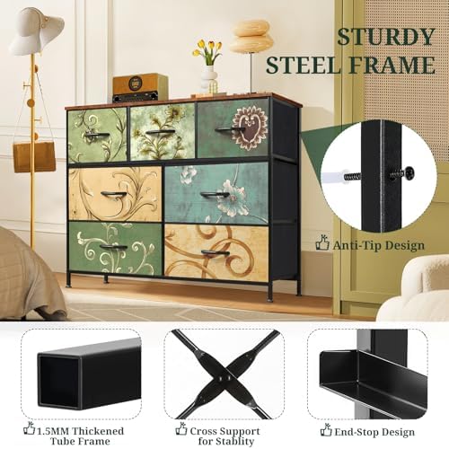 7-Drawer Dresser for Bedroom, Anti-Tip Wide Storage Organizer Fabric - Image 4