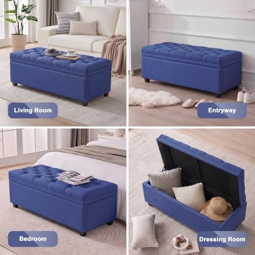 Mangodan 43 Inch Storage Ottoman, Tufted Ottoman with Storage - Image 4