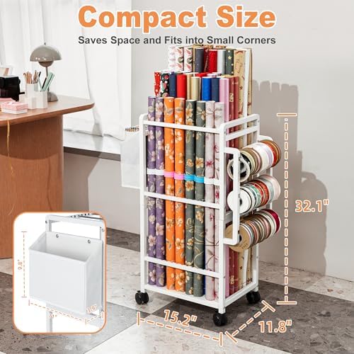 Aquzee Wrapping Paper Storage, Gift Wrapping Paper Organizer Storage, White - Image 4