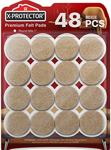 Felt Furniture Pads X-Protector - 48 PCS 1" - Premium Felt Pads (Beige) by X-Protector