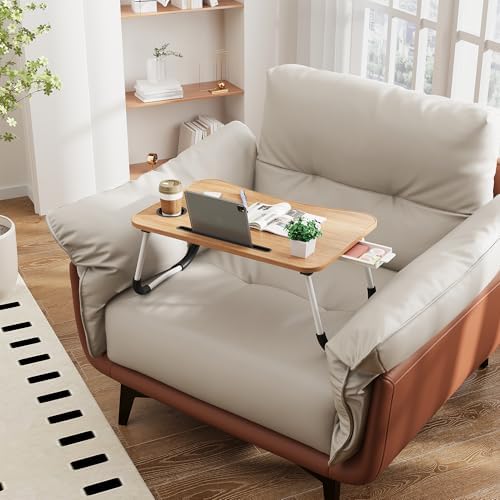 Lap Desk Bed Trays for Eating and Laptops Breakfast in Bed Tray for Sofa/Couch/Study/Reading/Writing with Cup Holder/Drawer On Low Sitting Floor Large Portable Foldable (Walnut Beige) - Image 3