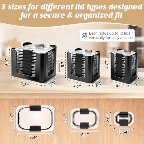 3-Piece Food Container Lid Organizer for Kitchen Cabinets - Image 3
