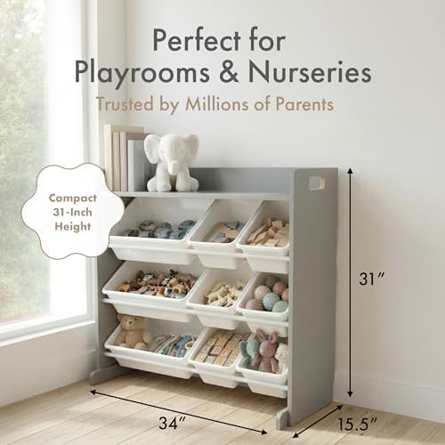 Humble Crew Kids Toy Organizer with Display Shelf, 9 Bins, 3 Tier Storage - Image 3