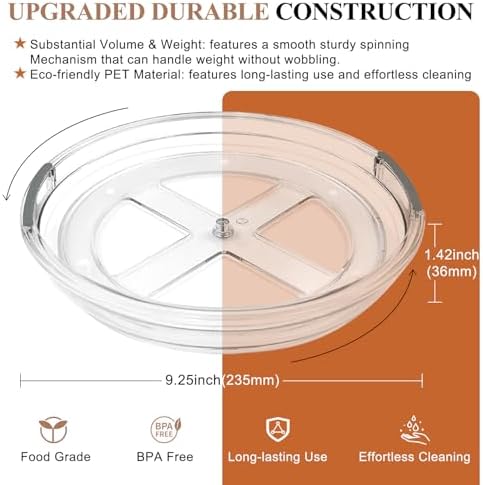 INCOSTAR 4 Pack Lazy Susan, 9 Inch Clear Turntable for Kitchen Cabinet - Image 4