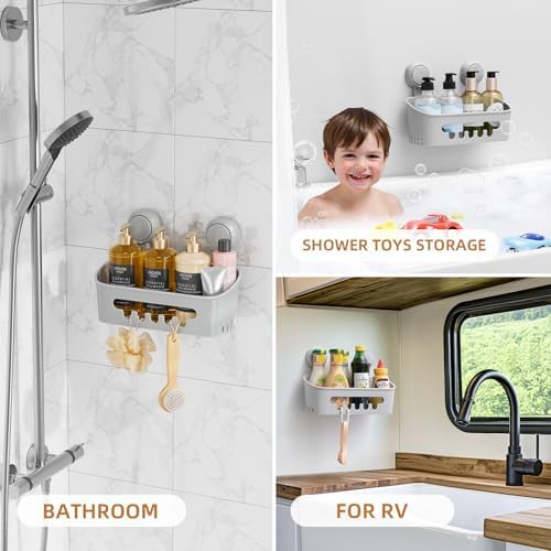 LEVERLOC Shower Caddy Suction Cup,Shower Organizer Bathroom Shelf - Image 5