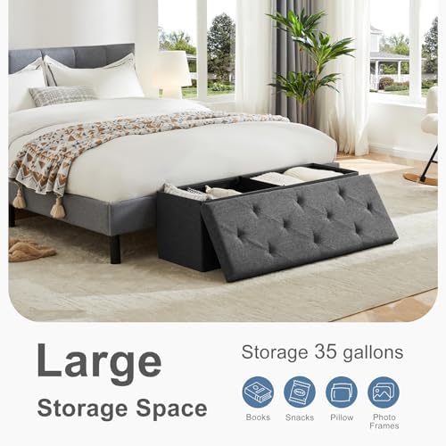 DUMOS 43 Inch Foldable Storage Ottoman Bench, Large Ottoman with Storage - Image 4