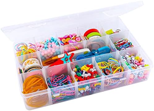 Exptolii 15 Large Grids Plastic Organizer Box with Dividers, Clear Compartment Container Storage for Washi Tapes Beads Crafts Jewelry Fishing Tackles, Size 11 x 6.3 x 2.2 in - Image 2