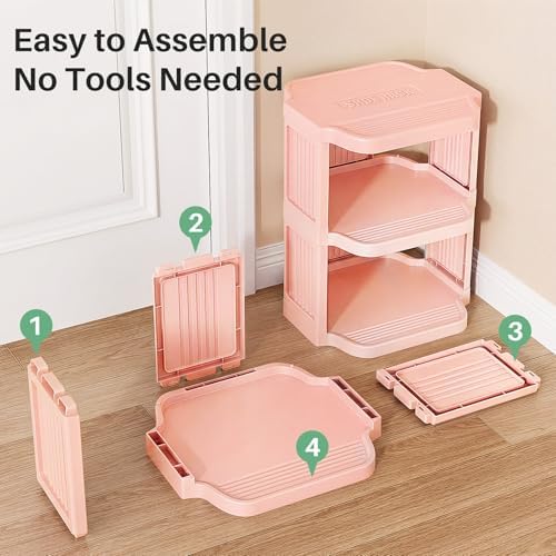 Kitstorack 10-Tier Vertical Plastic Shoe Rack, Freestanding Stackable Shoe Storage Organizer Cubes Shoe Shelf Tower or Small Closets and Tight Spaces, Pink - Image 7