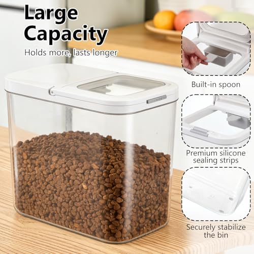 YEXEXINM Pet Food Storage Container with Lid & Scooper 10-15lbs/12L Dog Food Storage Container Clear Airtight Cat Food Storage Container BPA Free Dog Treat Container Store Dry Food for Pantry Kitchen - Image 3