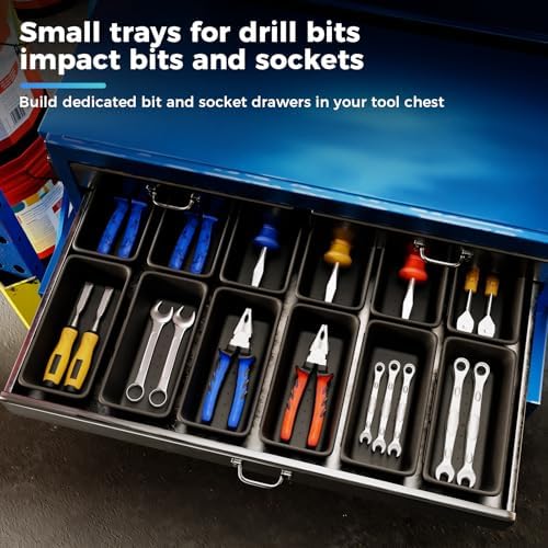 10 PCS Small Toolbox Organizer Trays for Drill Bits, Impact Bits and Sockets, Drawer Bins for Garage Mechanic Chest and Workbench Bit Drawers(S_10PCS_Black) - Image 6