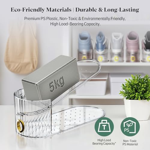 Clear 10 Pack Shoe Slot Organizer, Shoe Stacker Organizer Holders for A Pair of Shoes, Adjustable Thickening Double Layer 50% Shoe Space Saver Rack Storage for Closet (clear, 10 Pack) - Image 6