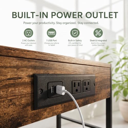 Printer Stand with Charging Station, File Cabinet for Home Office - Image 4