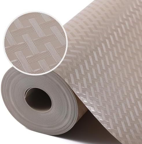 Shelf Liner Non Adhensive Drawer Cabinet Mat Beige 17.5"× 236.2" Pack of 2 by StaHom