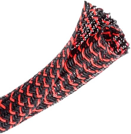 Cable Management Sleeve, Split Design, 25FT - 1/2 Inch, Black/Red by CrocSee