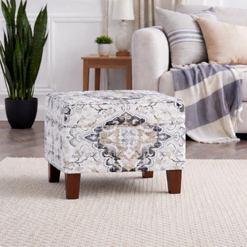 Spatial Order 22" Dinah Collection Storage Ottoman - Antiqued Ebony Cream - Image 2