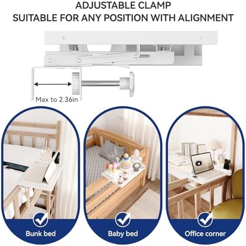 Foldable Metal Dorm Bunk Bedside Shelf with Cup Holder & Slot White - Image 4
