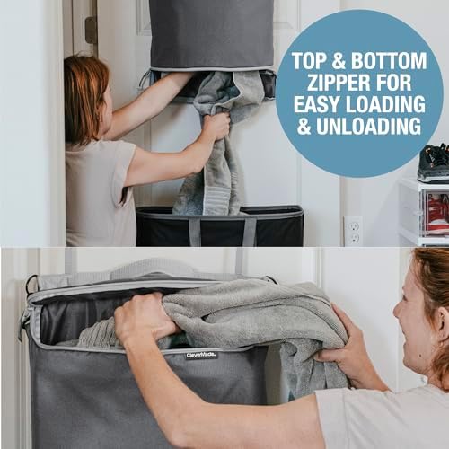 CleverMade Over-the-Door Laundry Hamper, 21.5L Laundry Organizer, Ocean - Image 3