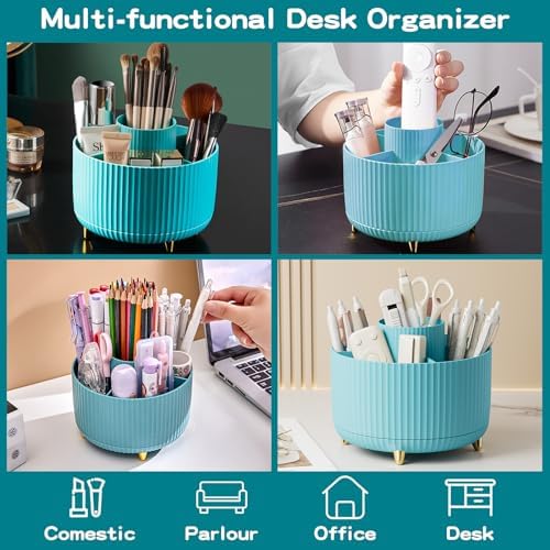 fanado 360° Rotate Makeup Brush Holder Organizer, Makeup Organizers Countertop, Makeup organization and Skincare Storage with Gift Box Packing for Vanity, Desktop, Bathroom (Blue) - Image 4
