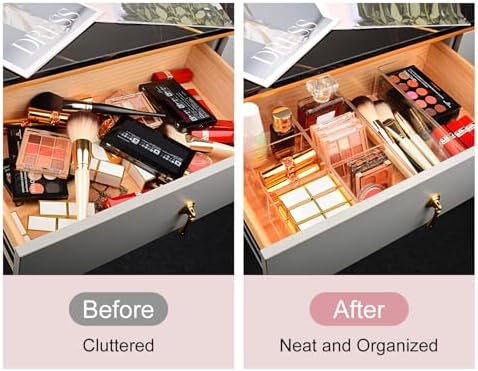 JessLab Acrylic Makeup Organizer, 1-Compartment Clear Bathroom Drawer Tray - Image 3