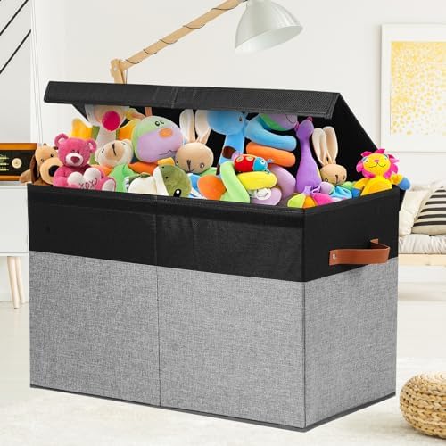 Large Toy Storage Box with Lid, Toy Chest Bin Boxes Basket with Dividers - Image 5