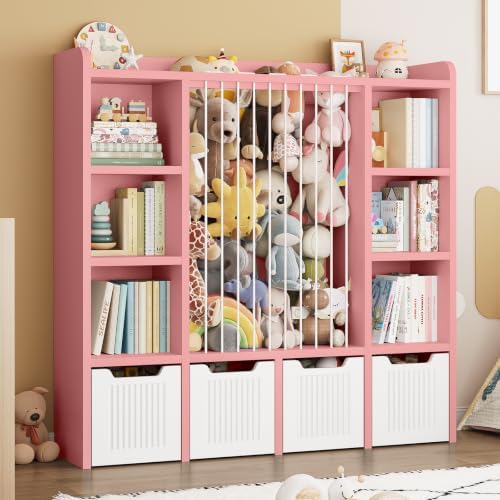 ONBRILL 3-in-1 Toy & Stuffed Animal Storage, 4 Movable Toy Chest, Pink - Image 7