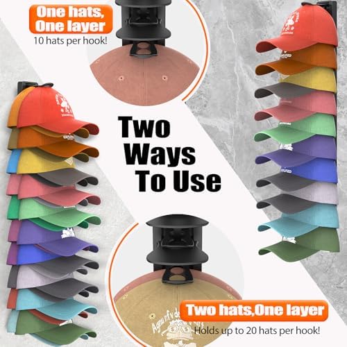 Hat Organizer for Baseball Caps 1 Pack, Adhesive Hat Rack for Wall Hold Up to 20 hats (Black-1 Pack) - Image 3