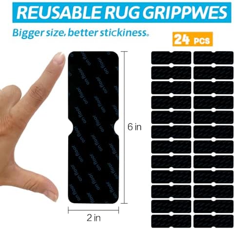 Rug Gripper for Hardwood Floors: 24 PCS No Damage Rug Tape - Anti Slip Rug Grips for Area Rugs – Secure Carpet Tape for Wood Floors, Safe & Strong Hold - Image 3