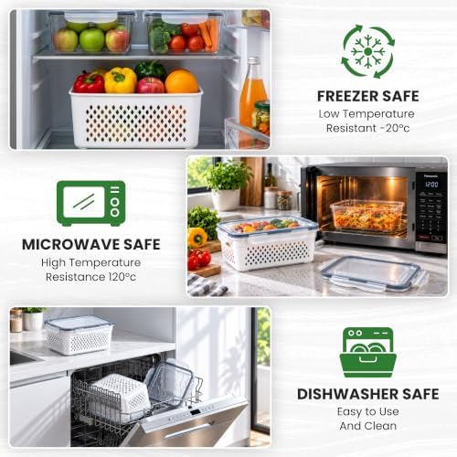 8Pack Fruit Storage Containers for Fridge with Removable Colander &Strainer - Image 5