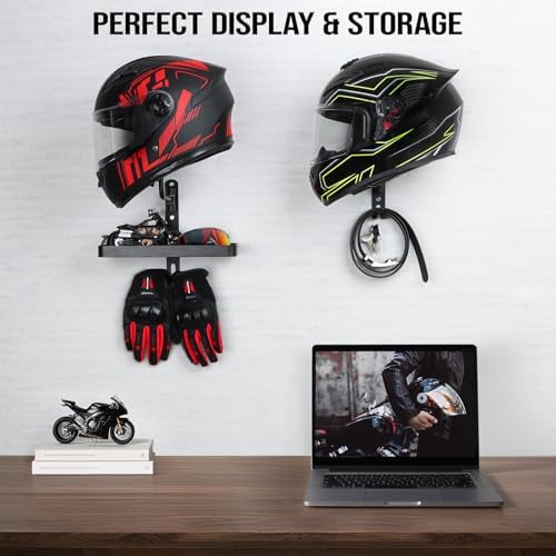 PUERSI Helmet Holder Wall Mount - 180° Rotation Motorcycle Helmet Hanger - Image 5
