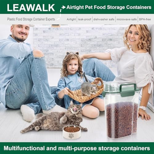 LEAWALK Cat Dog Pet Food Storage Container Up to 5-7Lbs BPA-free-Dark Green - Image 6
