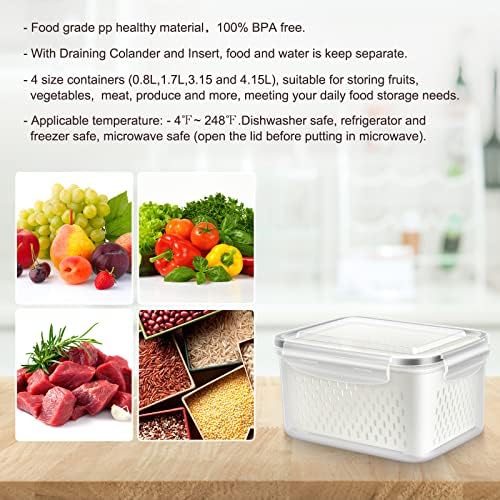 8 Pieces Fruit Storage Container for Fridge with Removable Colander - Image 6