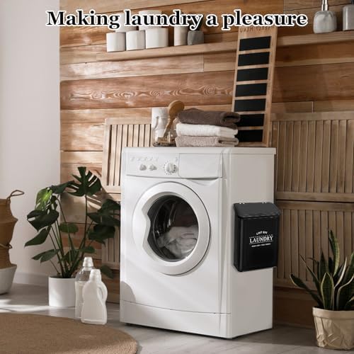 Fantasyon Magnetic Lint Bin with Lint Brush for Laundry Room Decor Farmhouse Rustic Metal Wall Mounted Lint Box Holder Keeper Organization Lint Trash Can with lid for Dryer (black) - Image 7
