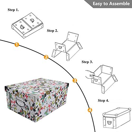 GUOZI Collapsible Storage Box, Decorative Memory Box with Lid & Metal Reinforced Corners, Cardboard File Bin with Handles, Organizer Gift Box for Keepsake Toy Photos Office Nursery Wardrobe Bookshelf - Image 7