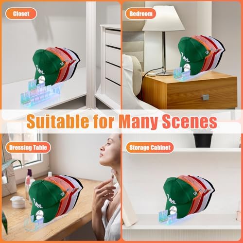 Hat Organizer for Baseball Caps Hat Rack Acrylic Hat Stand 2Pack No Install - Image 4
