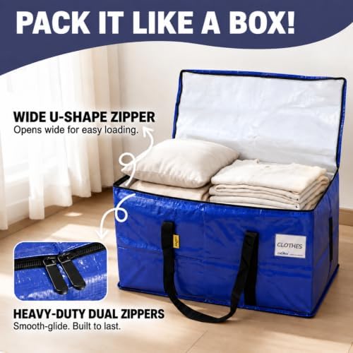 6 Pack Moving Bags Heavy Duty,Reusable Packing Bags for Moving - Image 2