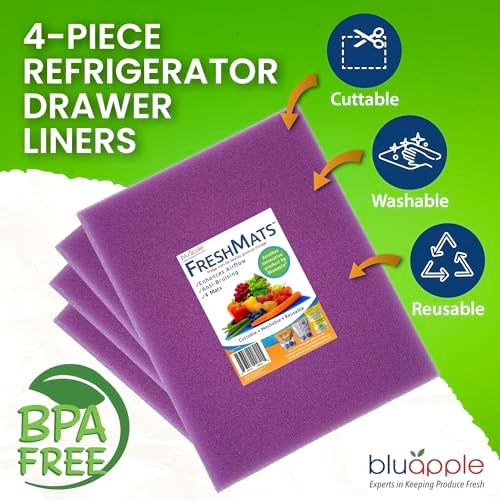 Bluapple FreshMats Refrigerator Liners, Lavender, 12x15, Set of 4 Mats - Image 3