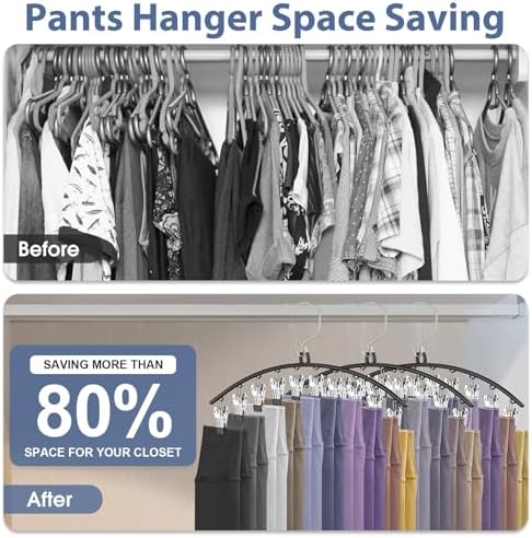 3 Pack Skirt Pants Hangers with Clips, Legging Organizer for Closet, Black - Image 2