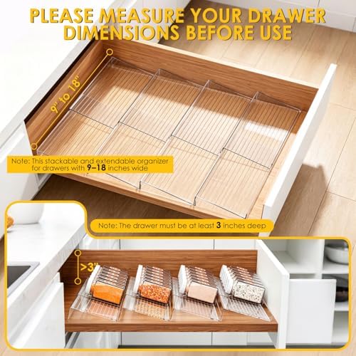 4 Pack Spice Drawer Organizer, Acrylic Spice Rack Expandable 9" to 18" - Image 5