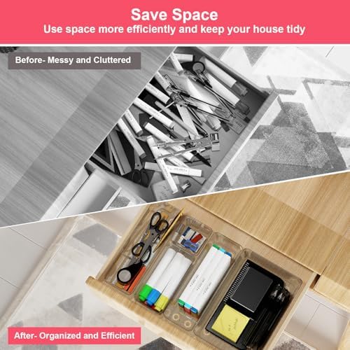 15 Pcs Clear Plastic Drawer Organizer, Makeup & Vanity Organizer - Image 3