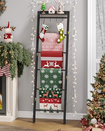 Hzuaneri Blanket Ladder Shelf, Farmhouse Ladder Holder, Blanket Organizer - Image 4