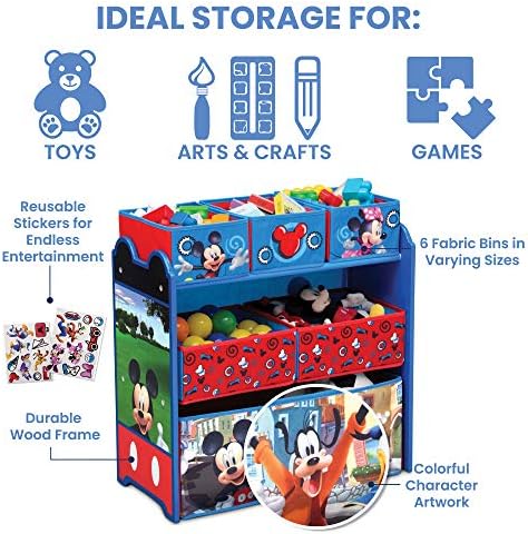 Delta Children Disney Mickey Mouse 6 Bin Design and Store Toy Organizer - Image 4