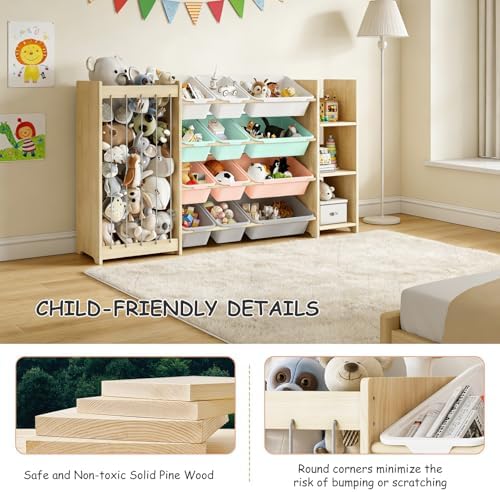 EXPERLAM 3-in-1 Toy Storage Organizer, Stuffed Animal Holder, 12 Bins - Image 3