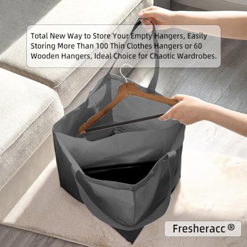 Clothes Hanger Organizer Holder for Space Saving, Fresheracc Hanger Triangle Storage Bag with Handles for Closet Tidier Laundry Rooms Wardrobe Drying Rack, Waterproof Container (Square Grey) - Image 4